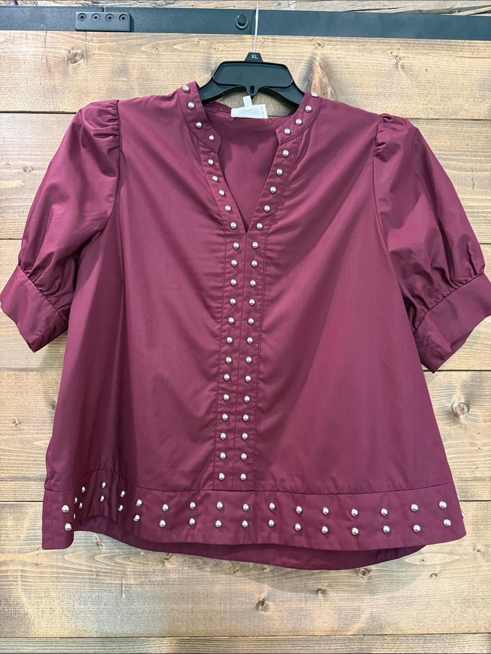 entro Burgundy Top with Silver Stud Details